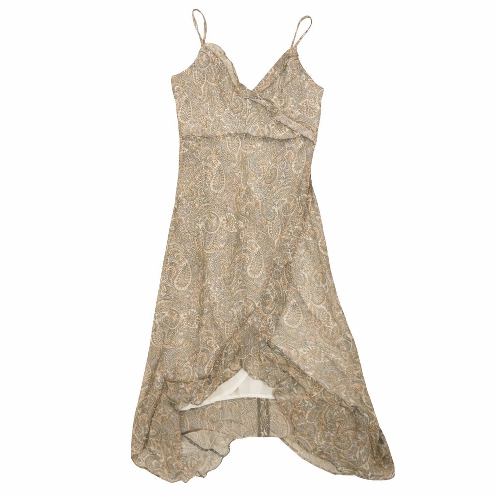 🌸✨ Geisha Pretty Paisley Dress Size 2 Ruffled High Low Cotton ✨